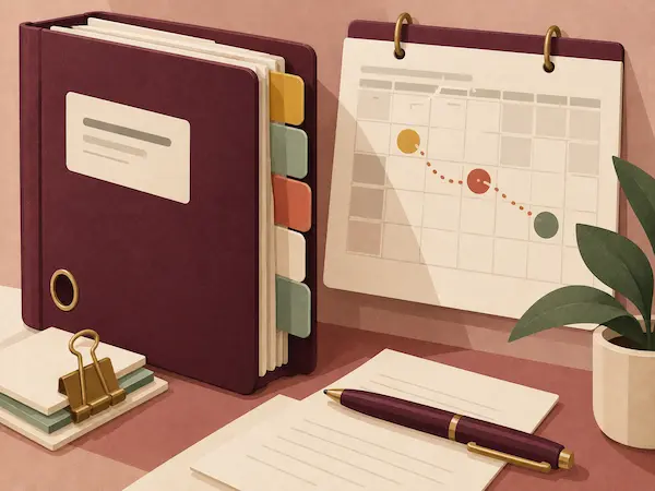 Illustration: Vertragsordner mit Kalender