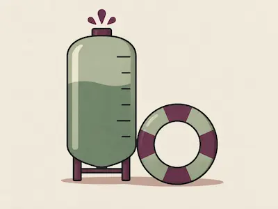 Illustration: Reservebehälter mit Füllstand und Kalender